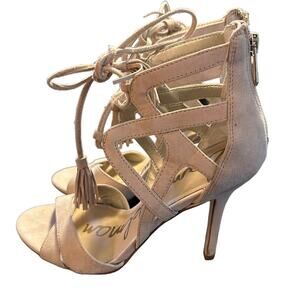 Sam Edelman Neutral Suede Azela Ivory Lace Up Strappy Heels Size 8.5